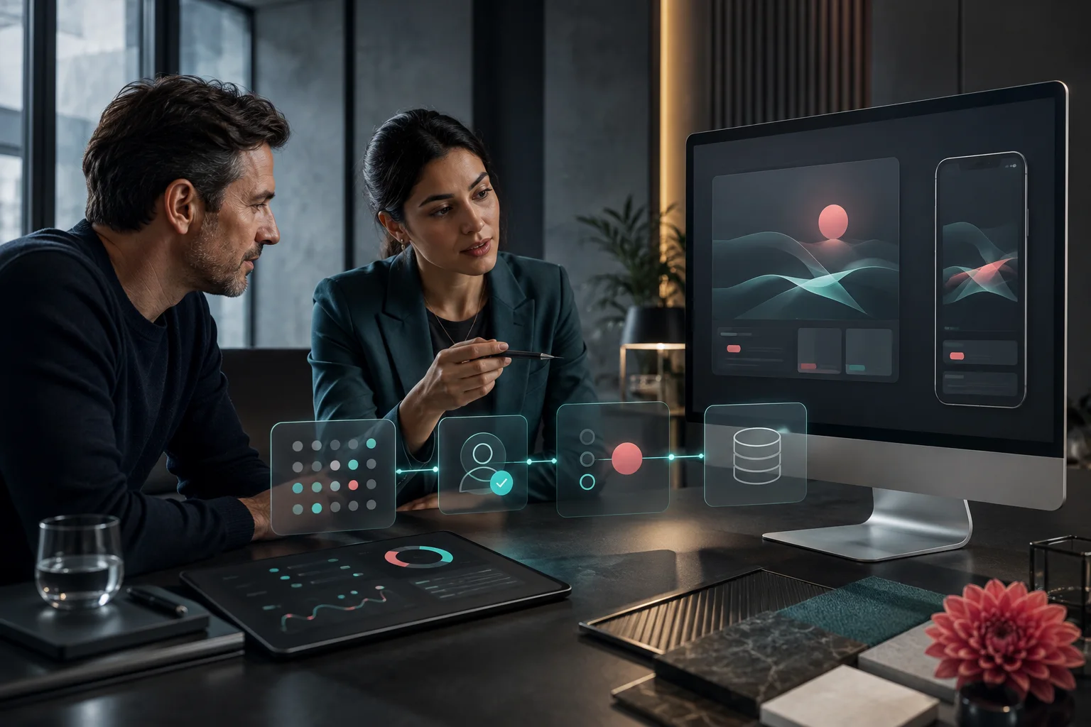 QA & System Engineering — Konzeptvisualisierung — keine Kunden-, Mitarbeiter- oder Standortaufnahme.